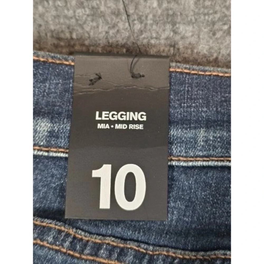Express Mia‎ Mid Rise Legging Jeans Womens 10 Dark Wash Distressed Skinny Denim